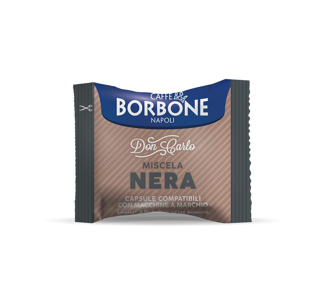 Detalle de Caffè Borbone Don Carlo Schwarze Mischung Kapseln – 100 Stück, kompatibel mit Lavazza A Modo Mio