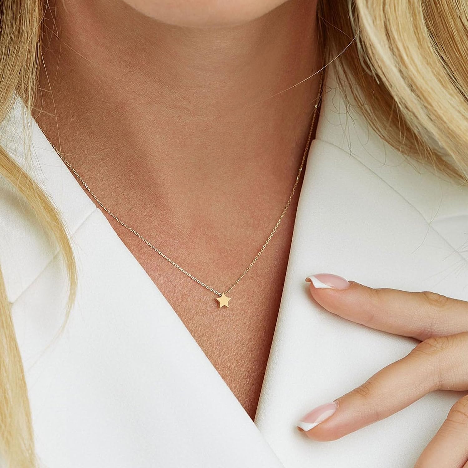 Thumbnail 4 de HANLI 14K Gold vergoldete Halskette Damen mit Anhänger – zarte Kette mit Verlängerung und hypoallergenem Tragekomfort