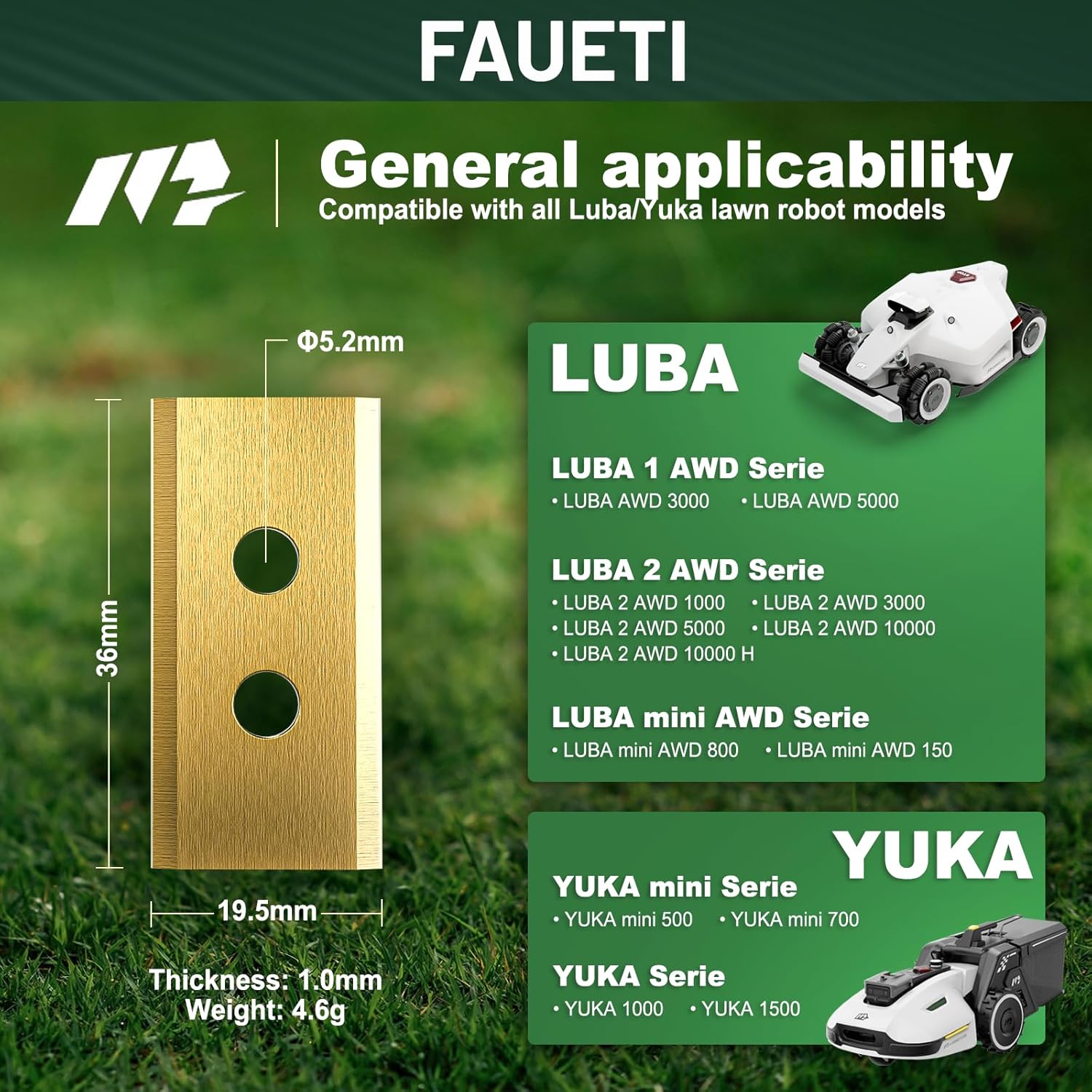 Detalle de FAUETI 32Pcs Replacement Blades + Screws with Lock for Mammotion Luba & YUKA Series