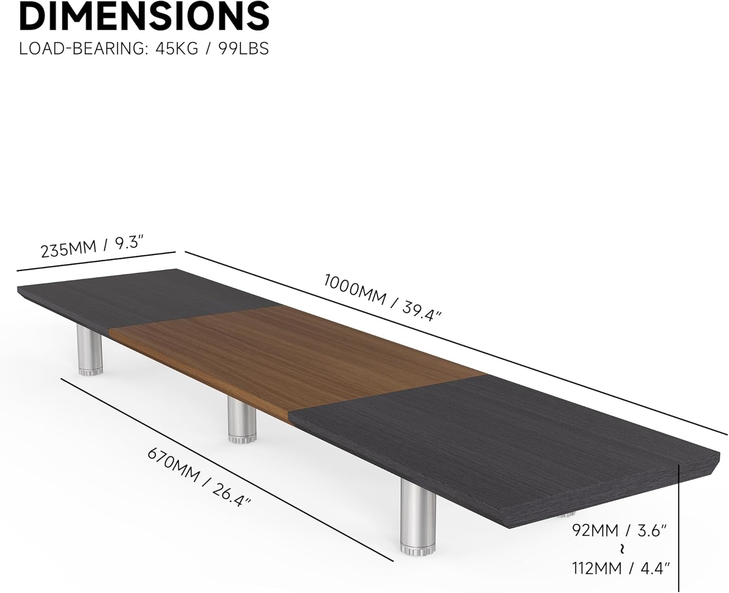 Thumbnail 3 de Fenge Grand support pour écran 100 cm Dual Monitor Stands Riser avec hauteur réglable