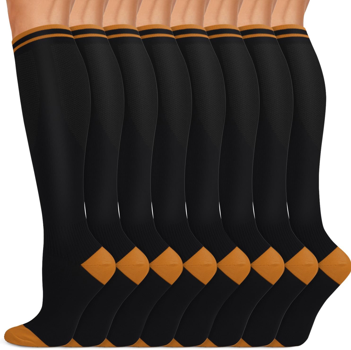 Detalle de Iseasoo Copper Compression Socks, 15–20 mmHg, Knee-High, 8 Pairs