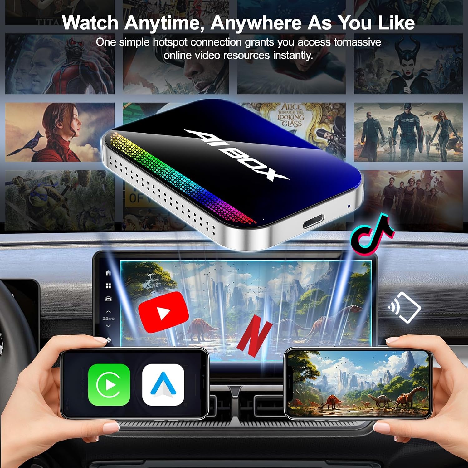 Detalle de Yurnlv Magic AI Box: Wireless CarPlay & Android Auto Adapter with Built-in Play Store