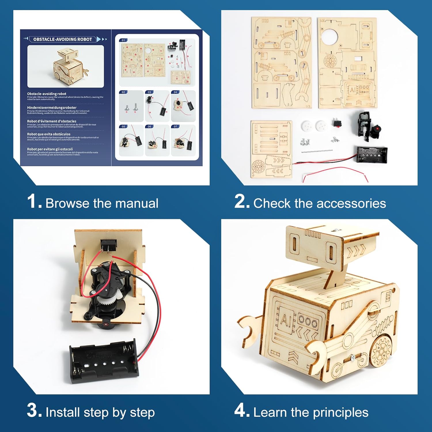 Detalle de STEM Robot Toys 6-in-1 Robot Kit (Age 8–14) – Science & Electronics Building Set