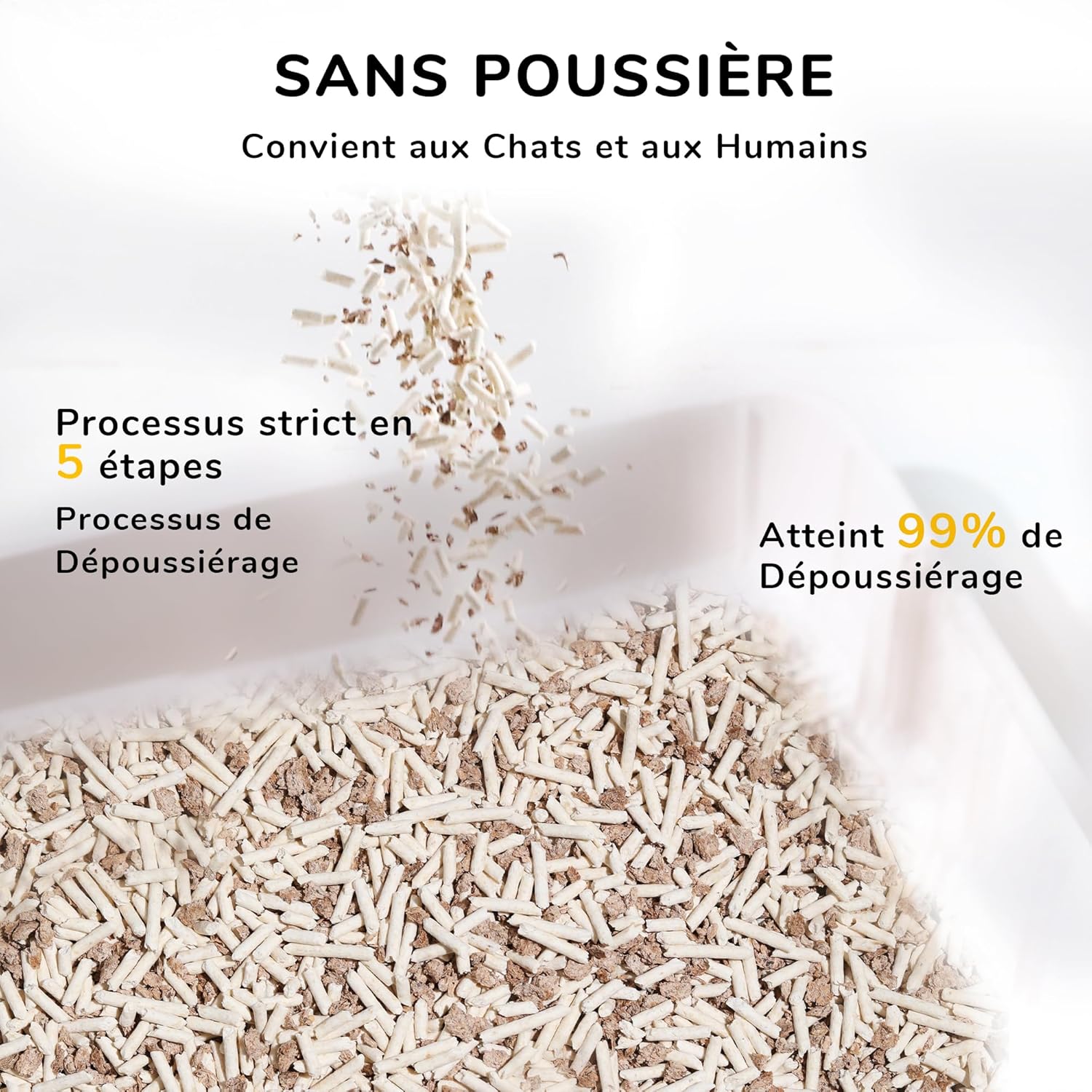 Detalle de FUKUMARU Litière pour Chat en Tofu, 10,8 kg — Absorption rapide, sans poussière et réutilisable