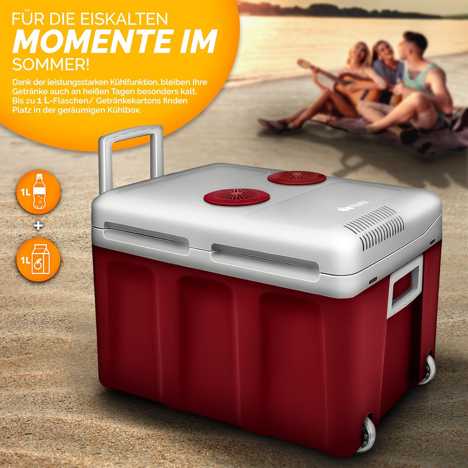 Thumbnail 5 de tillvex Kühlbox elektrisch 40 l mit Rollen: Mini-Kühlschrank 12 V & 230 V (kühlt & wärmt, ECO-Modus)