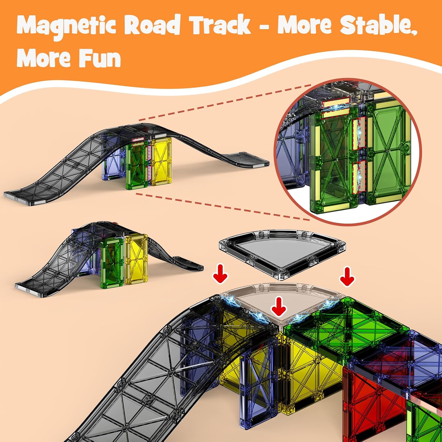 Detalle 2 de Magnetische Bausteine Straßenset 40-teilig