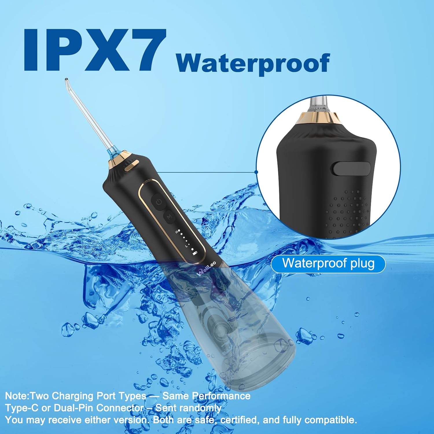 Thumbnail 5 de WellLeo Cordless Water Flosser (300ML) with 5 Modes, 5 Jet Tips and IPX7 Waterproof Design