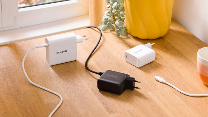 Thumbnail 4 de BlueBuilt 140 W GaN USB-C-Ladegerät Weiß + USB-C-Kabel 240 W 2 m Nylon Weiß Doppelpack
