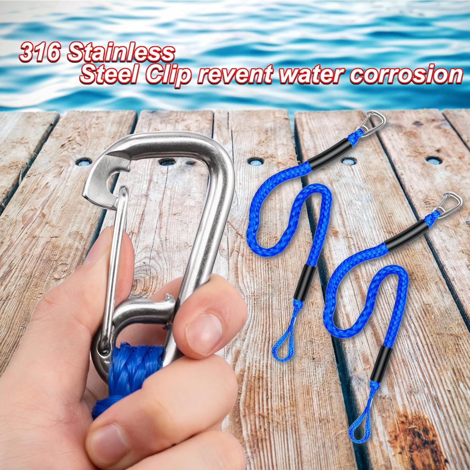 Detalle de Festmacher mit 91 cm Bungee-Dockleine, 2 Stück – zuverlässiges Dockseil-Set mit integriertem Snubber