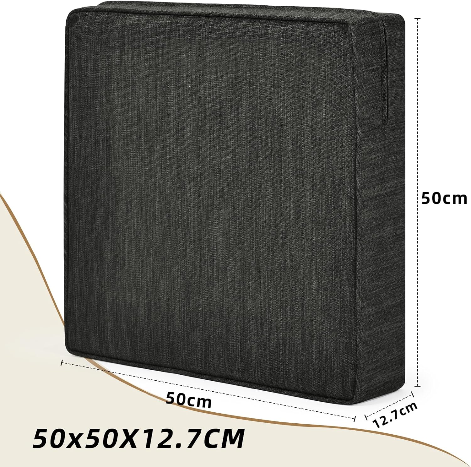 Thumbnail 1 de baibu Large Dual-Layer Memory Foam Chair Seat Cushion for Recliner, Couch & Armchair (50x50x12.7cm) - Black