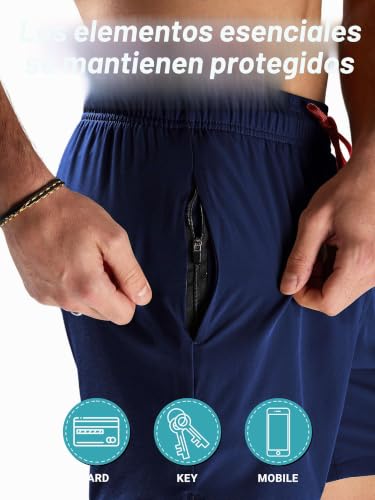 Detalle de Arcweg Bañadores Hombres Pantalones Cortos con Forro y Cintura Ajustable – Verano Azul Marino (EU L)