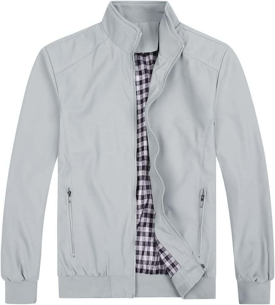 Detalle de YOUTHUP bomber leggero estivo da uomo con zip, giacca casual a vento di transizione