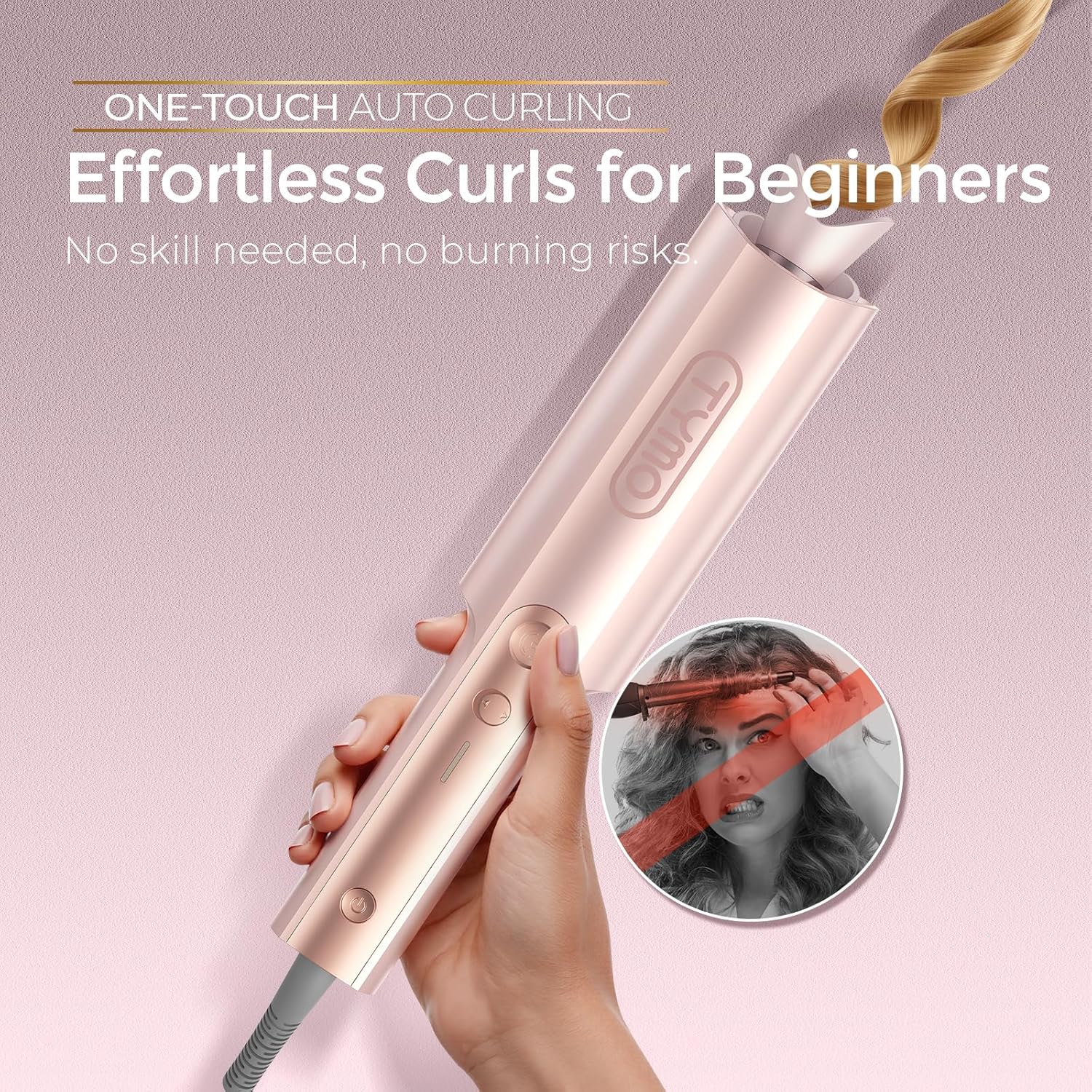 Detalle 2 de TYMO CurlPro Plus Hair Curler Automatic Rotating – Long Barrel 25 mm, UK Plug