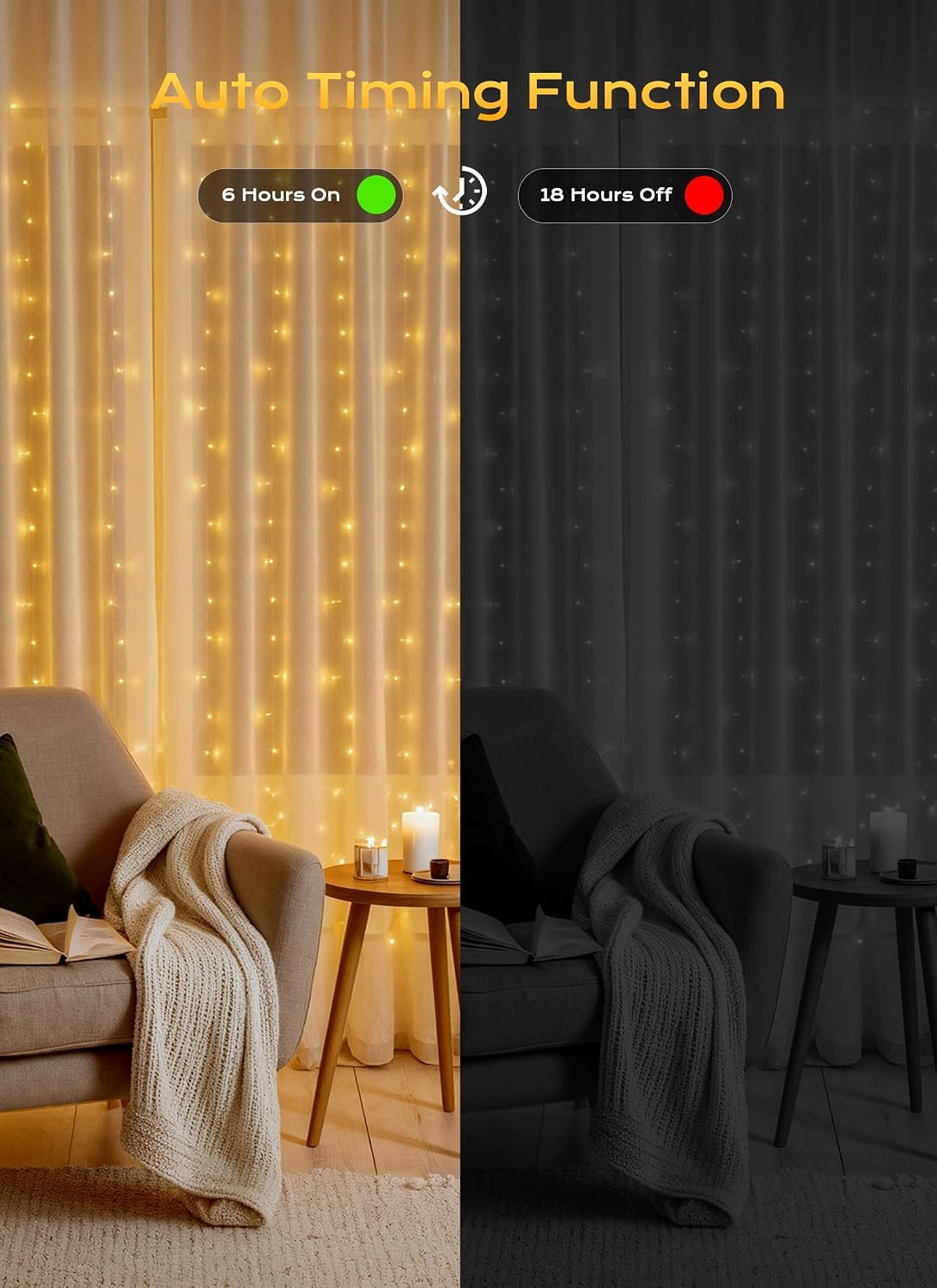 Thumbnail 5 de Brightown GP-SW290DC0209-IP44(US)A Curtain Lights, 300 LEDs, Warm White