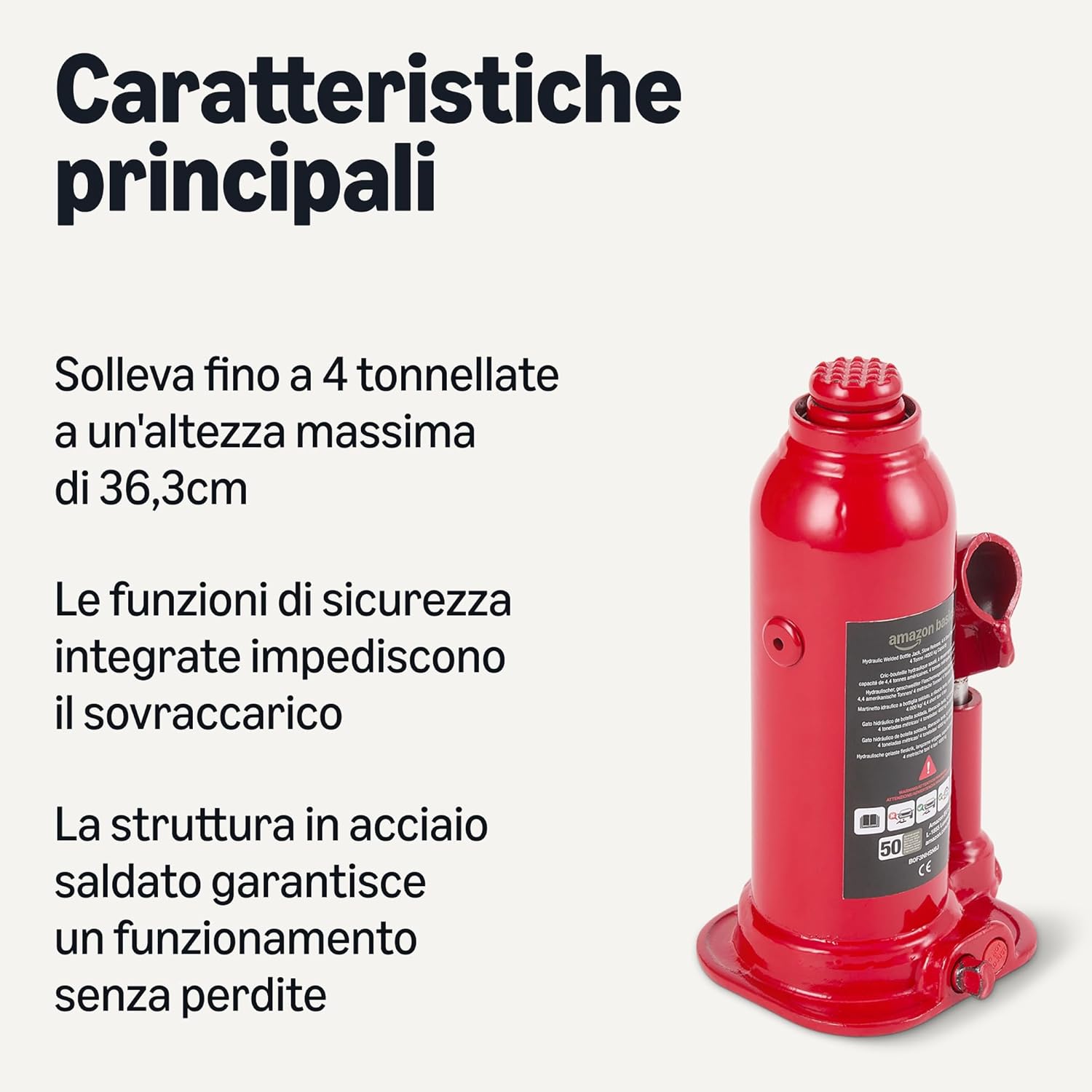 Thumbnail 1 de Amazon Basics Borraccia e Martinetto Idraulico Saldato 4 Tonnellate – Sollevamento affidabile con rilascio lento