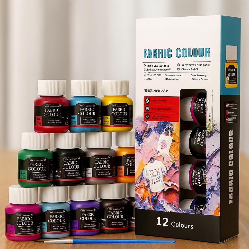 Thumbnail 6 de Qibivfo textielverf, 12 kleuren van 25 ml, machinewasbaar na fixatie