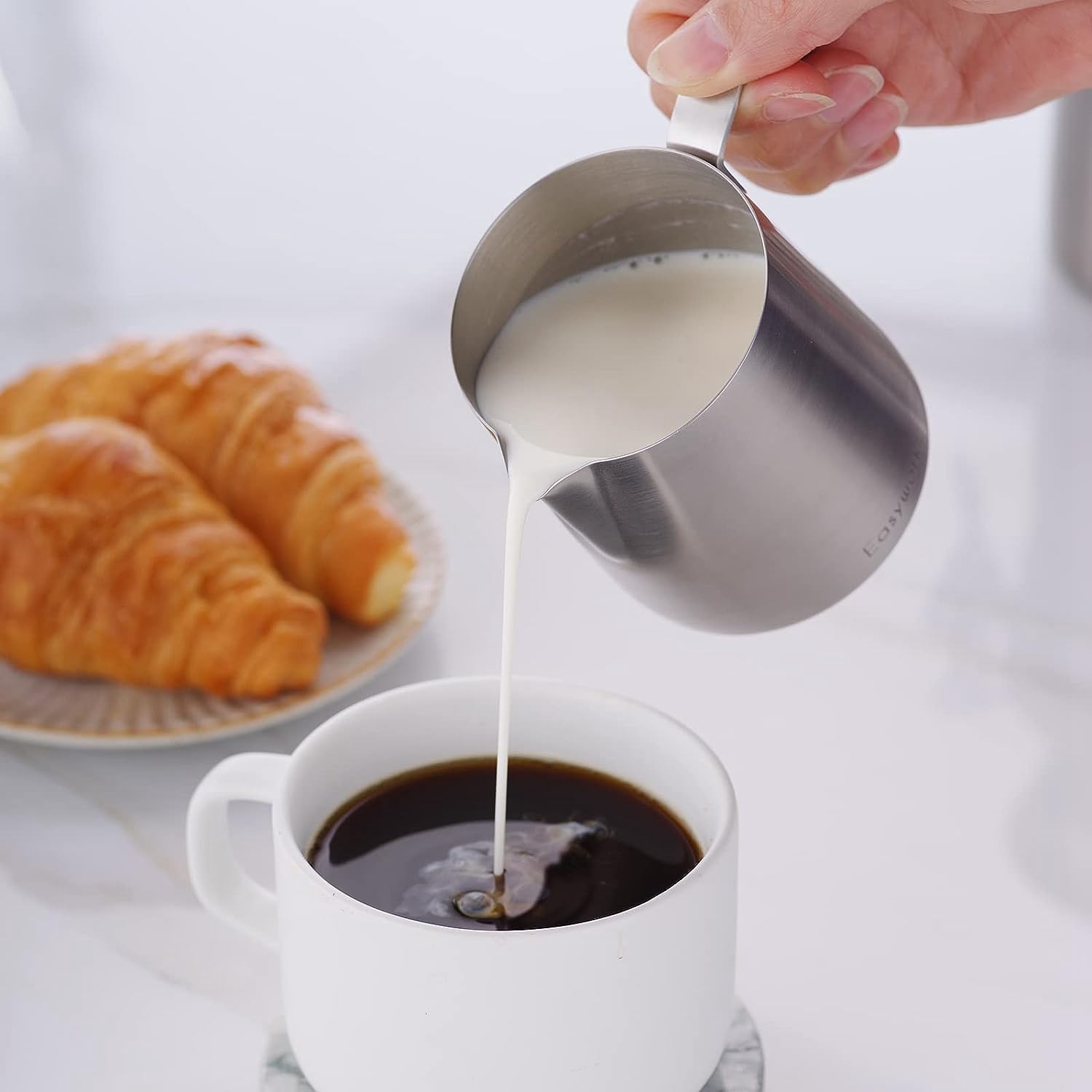 Thumbnail 4 de Easyworkz stainless steel sugar bowl and creamer set (304 steel) with spoon and anti-drip spout