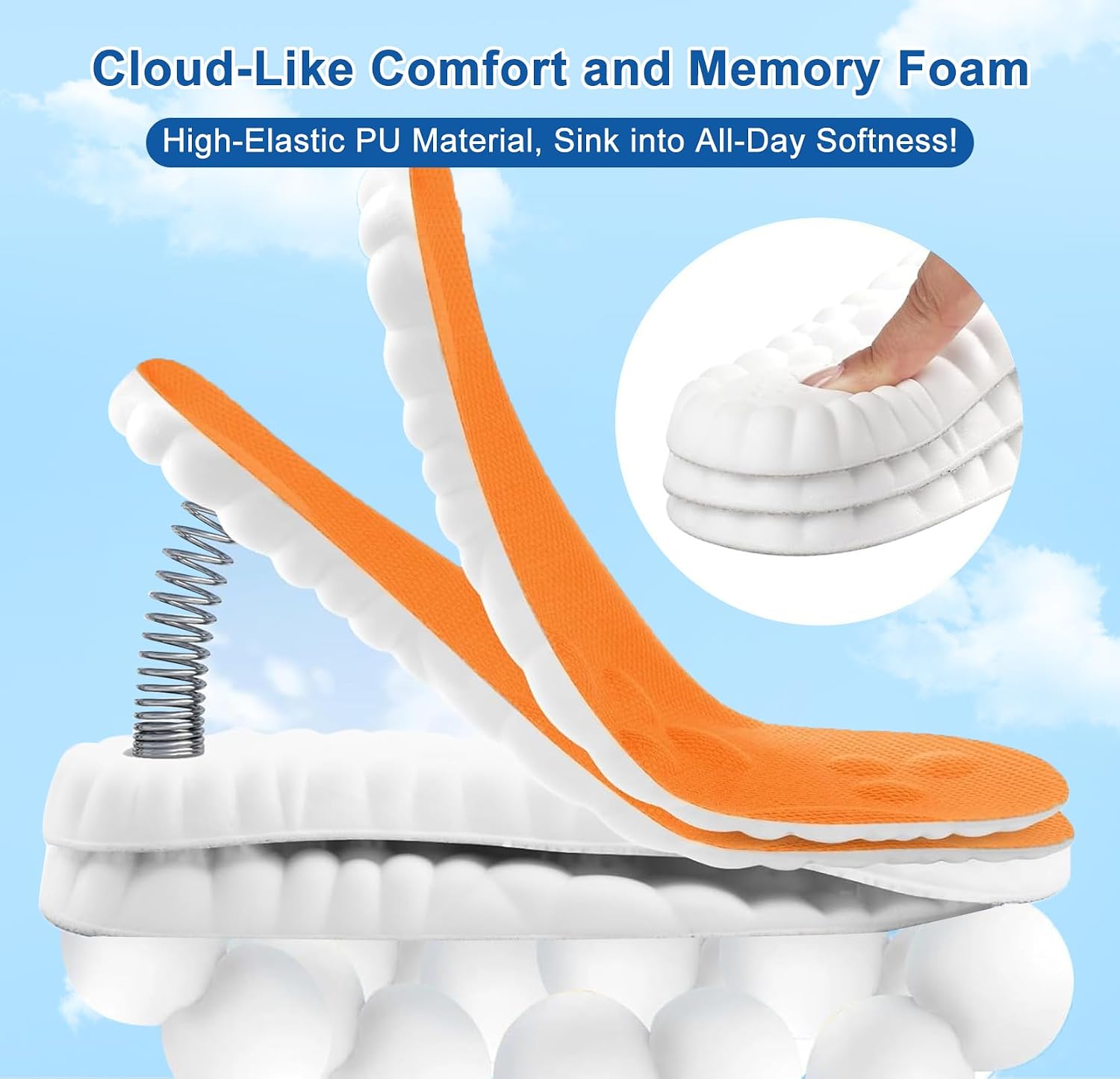 Detalle de Giwytey CGF-SI-ORANGE-009 4D Insoles, Memory Foam, Arch Support, Orange