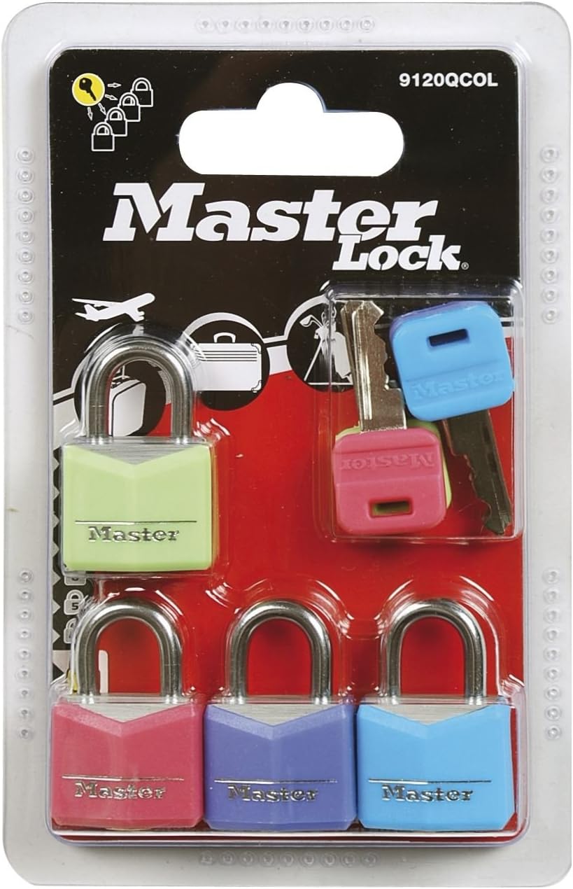 Thumbnail 5 de Master Lock 9120EURQCOLNOP Mini Lucchetto – Set da 4, Pacco Famiglia, Multicolore