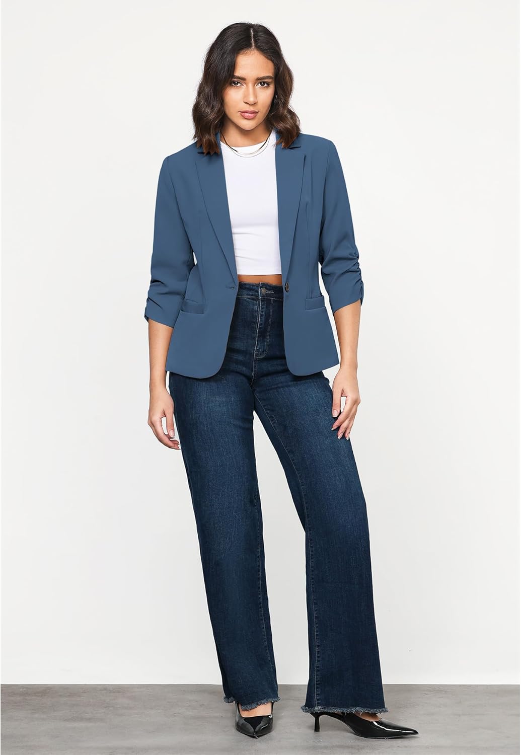 Thumbnail 5 de LookbookStore Women’s 3/4 Sleeve Blazer: Dressy Suit Jacket for Work and Play