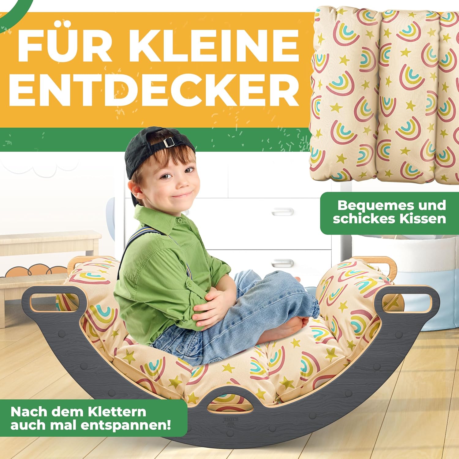 Detalle de Kidiz 7in1 Klettergerüst Montessori – Indoor Spielset aus Holz für Kleinkinder ab 1 Jahr