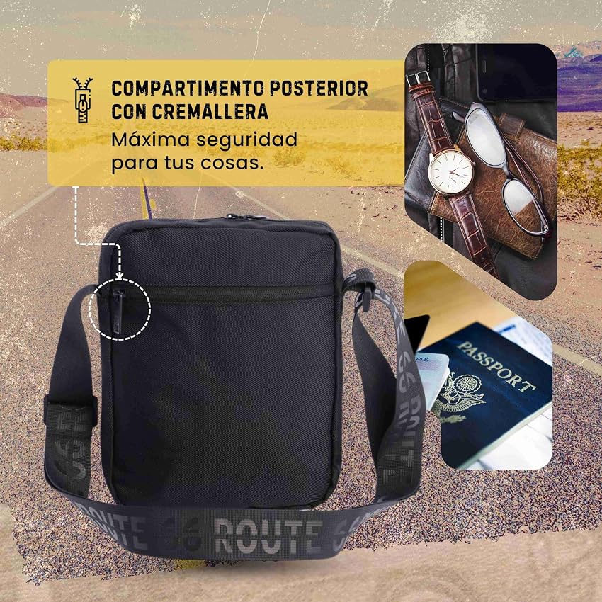 Detalle 2 de ROUTE 66 Bolso bandolera para hombre, uso diario