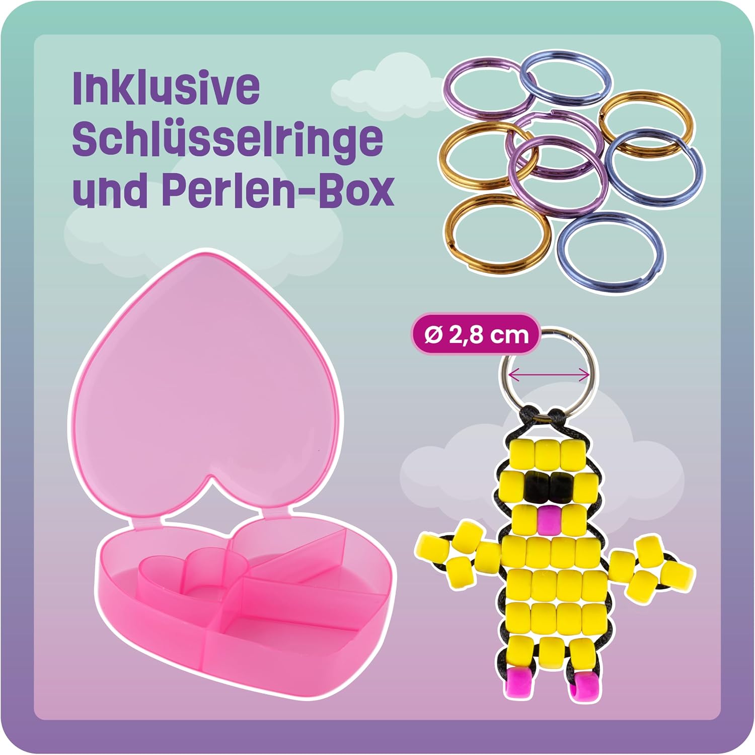 Thumbnail 4 de Smowo® Perlentiere Bastelset mit Perlen für 9 Schlüsselanhänger-Tiere