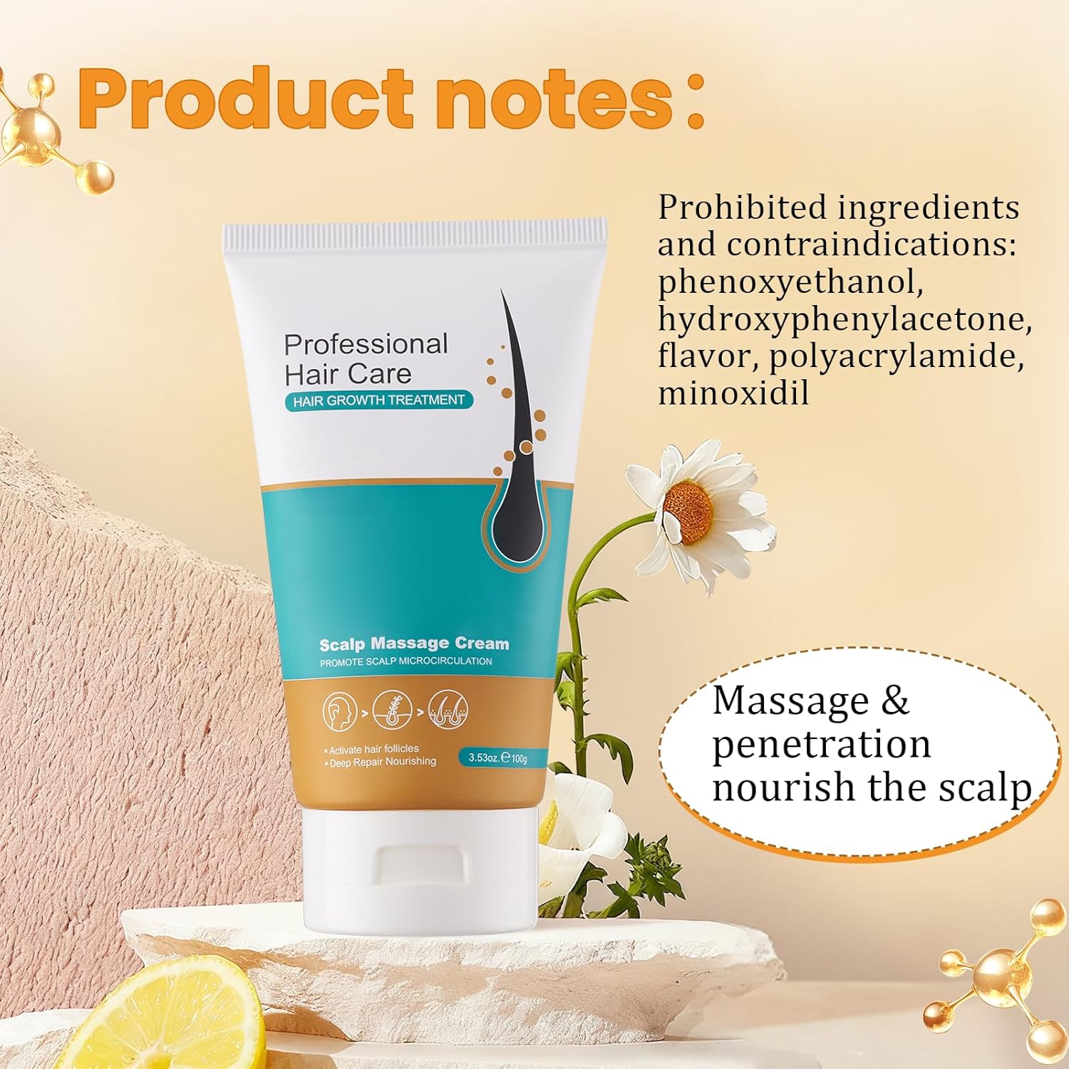 Thumbnail 6 de 100 g Alopécie Crème de Réparation – Crème de massage du cuir chevelu pour cheveux épaissis