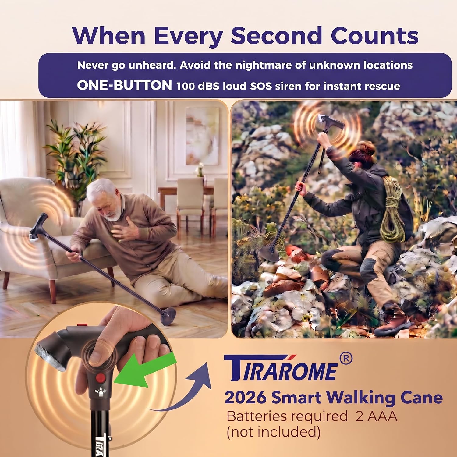 Detalle de TIRAROME Walking Cane, Aluminum