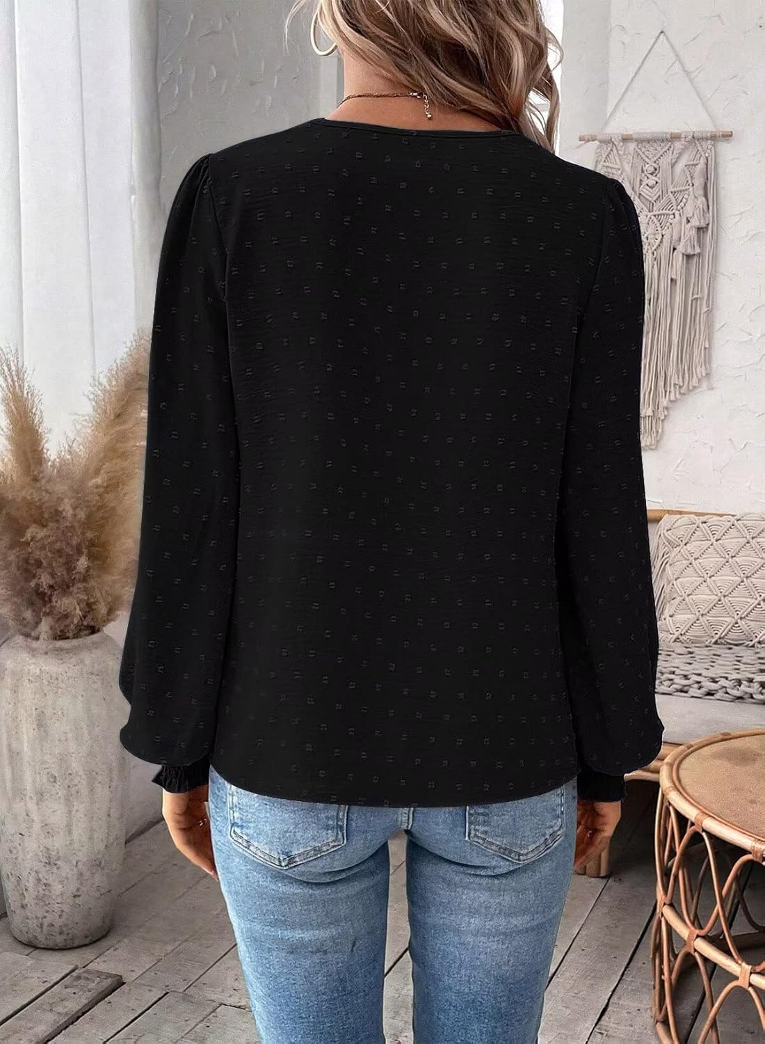 Thumbnail 4 de Womens Swiss Dot Boho V Neck Blouse 2026 🎀