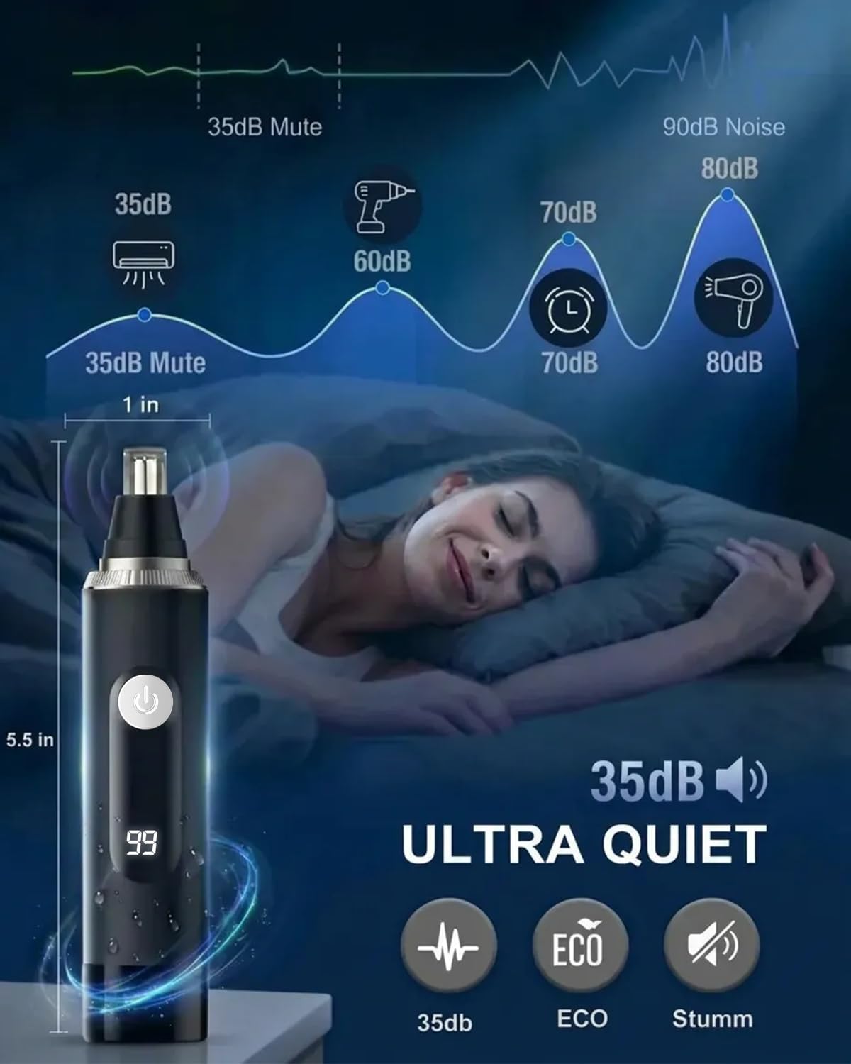 Thumbnail 4 de Nose Hair Trimmer for Men (2026) with LED Display and Dual-Edge Blades