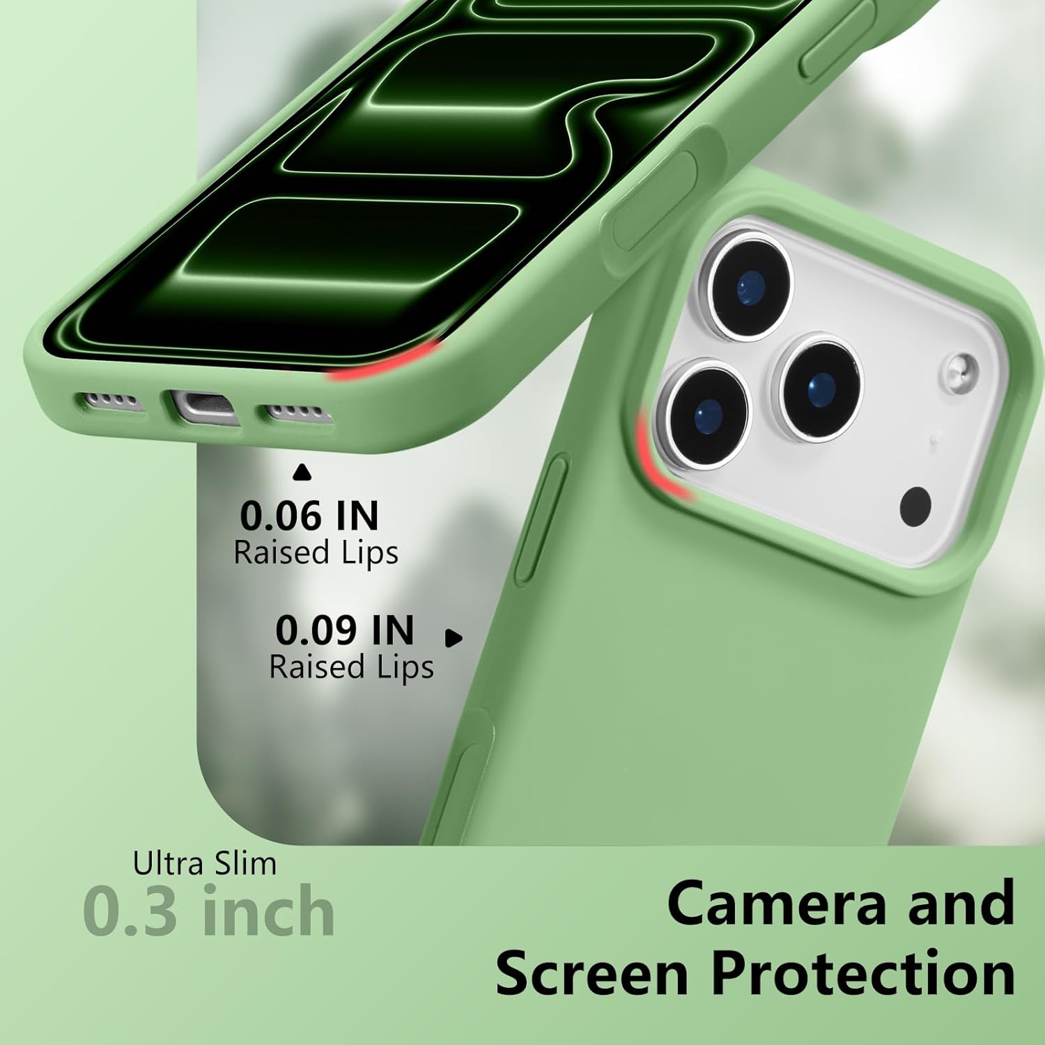 Thumbnail 3 de UCASONG Magnetic Liquid Silicone Case for iPhone 17 Pro Max (6.9") – Matcha Green