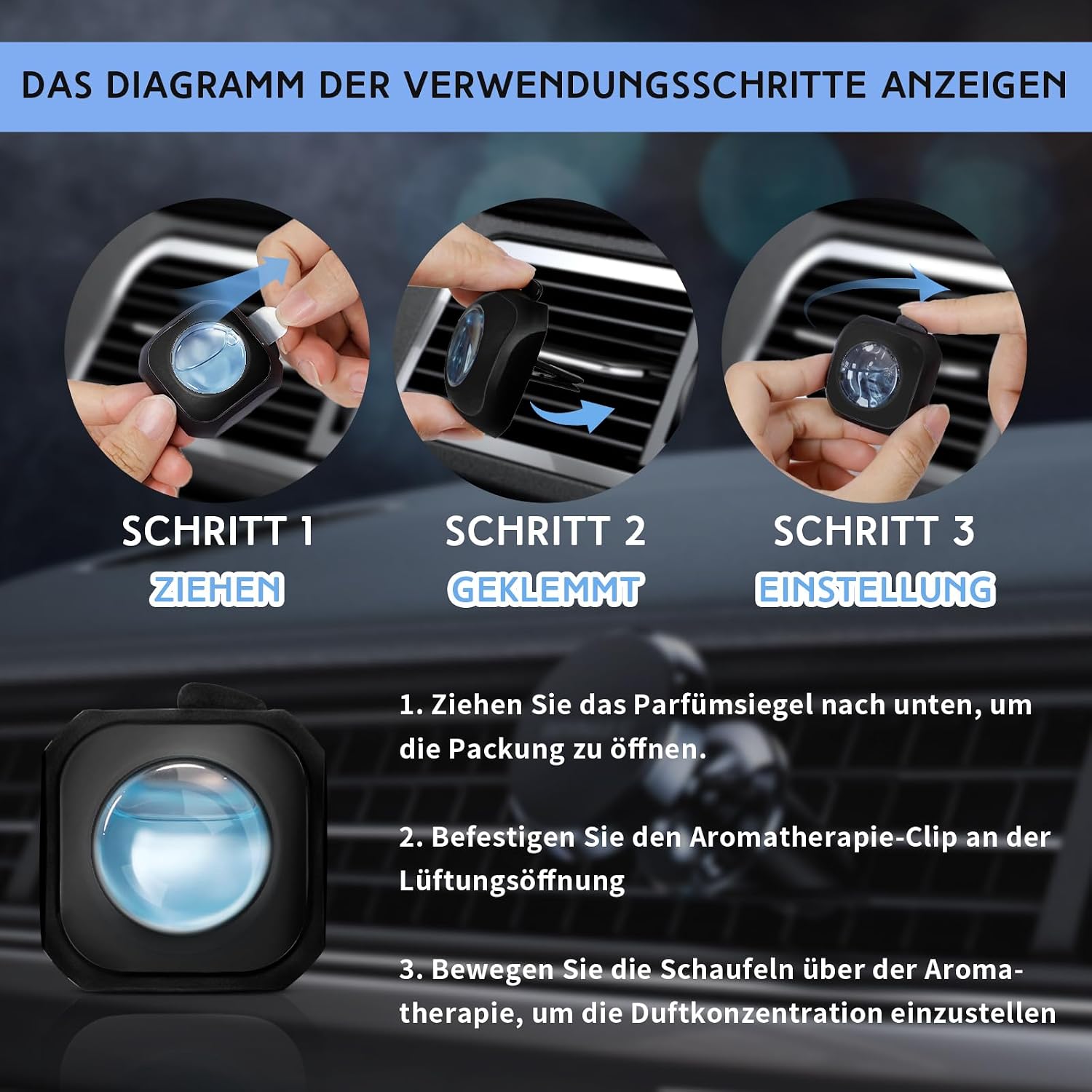 Thumbnail 6 de SCENTORINI Auto Lufterfrischer-Clips mit Baumwolle- und Vanilleduft (4 ml, 6 Stück)