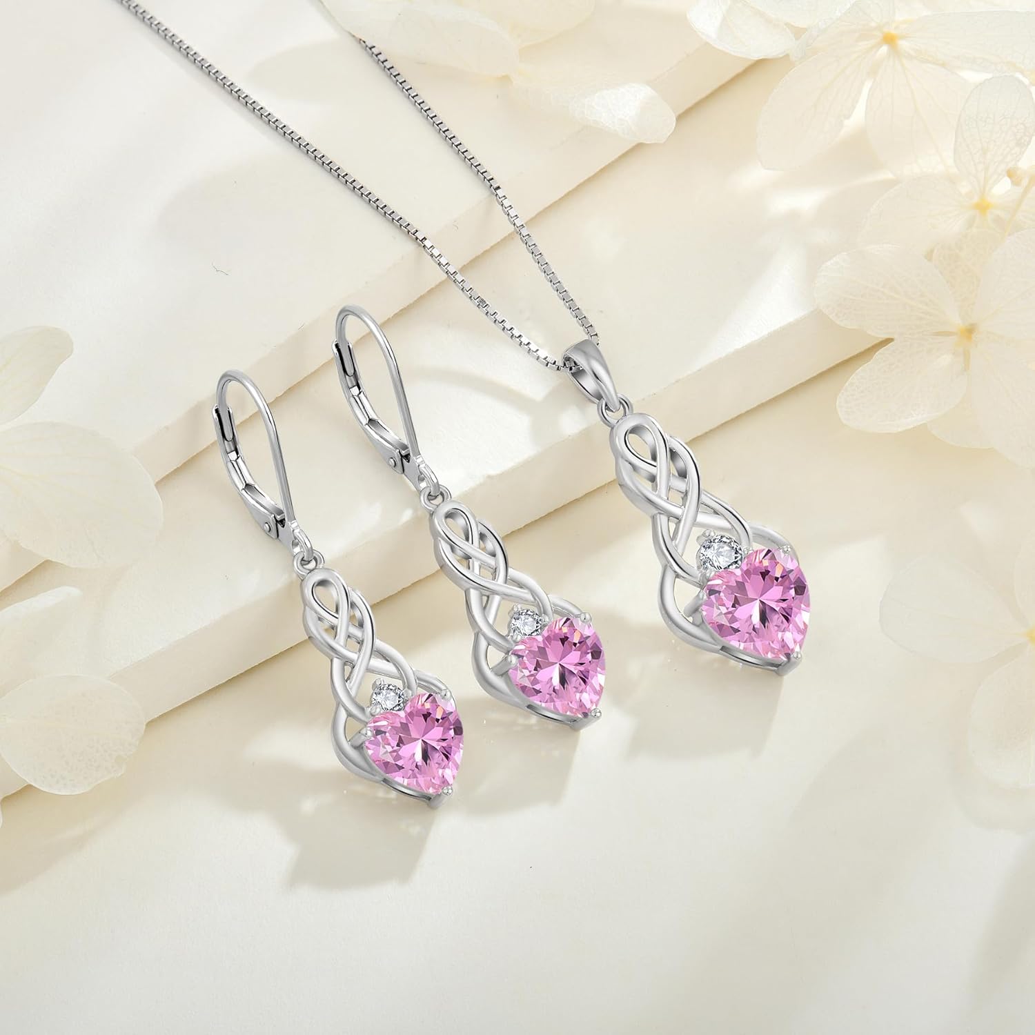 Thumbnail 3 de FJ Unendlichkeit Keltischer Knoten Kette mit Geburtsstein (925 Sterling Silber) für Damen