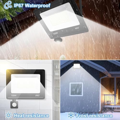 Thumbnail 5 de VRFMALIY Projecteur LED Extérieur 100W avec Détecteur de Mouvement – 10000 lm, IP67