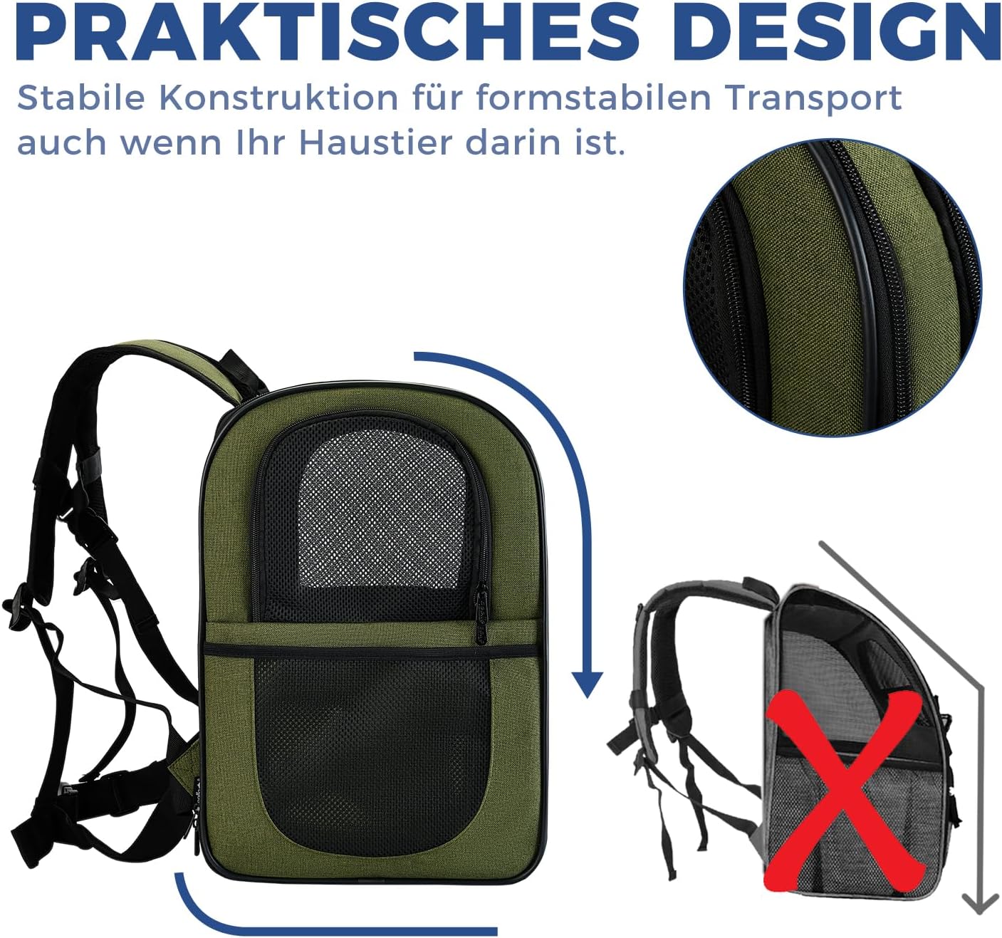 Detalle de apollo walker HundeRucksack und KatzenRucksack für Kleine Haustiere – Gepolsterter Rückenstütze, belüfteter Tierrucksack 2–15 kg