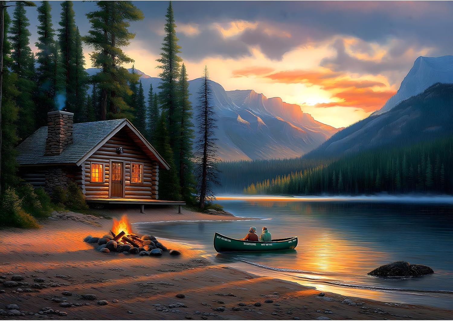 Detalle de Blueforest Mountain Lake 500-Piece Jigsaw