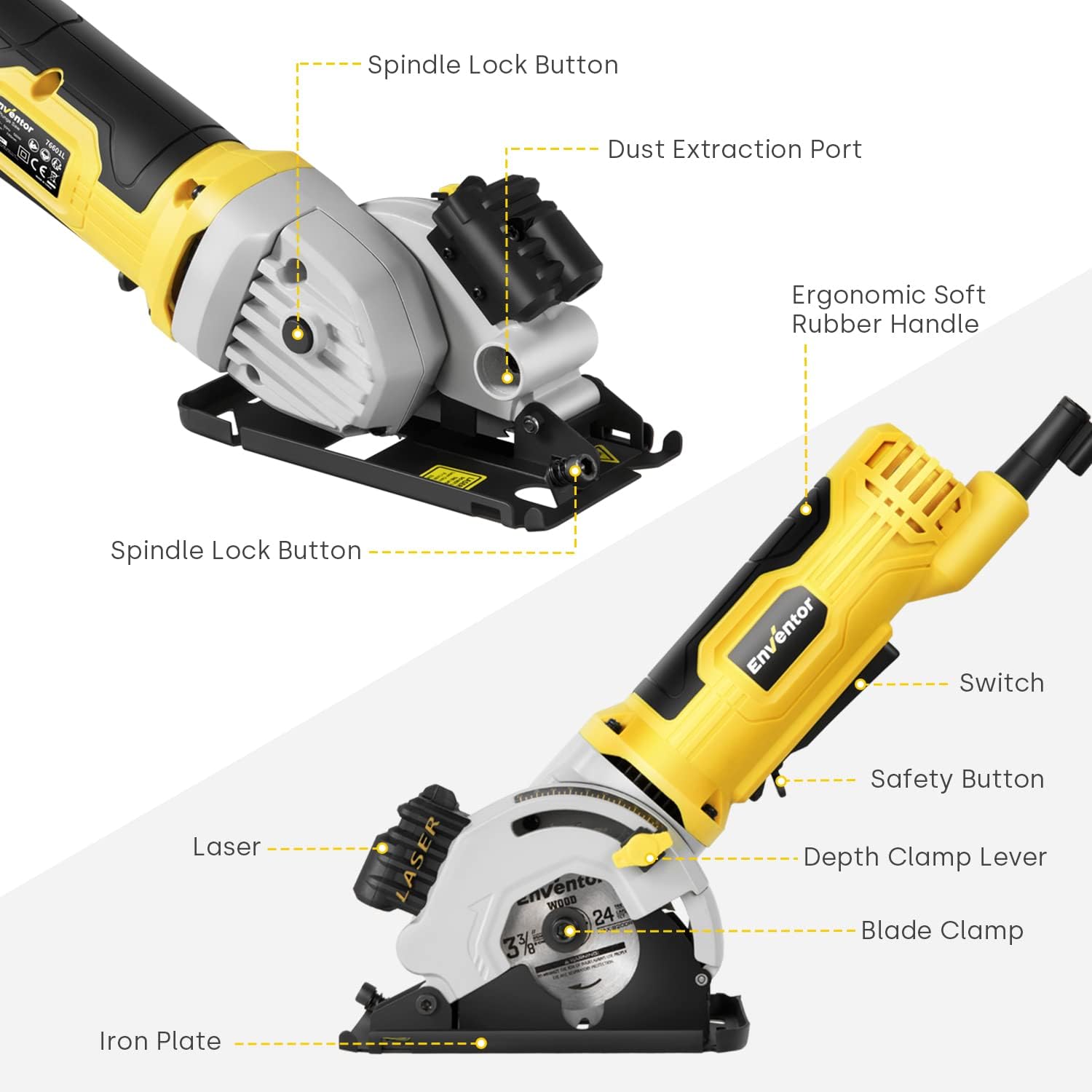 Detalle 2 de Enventor Mini Circular Saw 580W