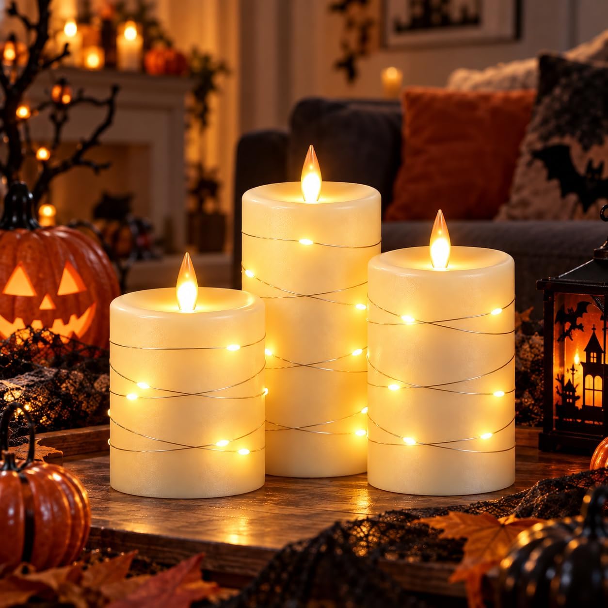 Detalle 2 de Da by Z-3 Flameless LED Candles, Real Wax, Ivory with Copper Lights