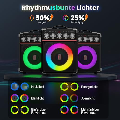 Detalle 2 de JYX Karaoke Maschine TX05 mit 2 kabellosen Mikrofonen: Tragbare All-in-One Karaoke-Box mit Bluetooth 5.3
