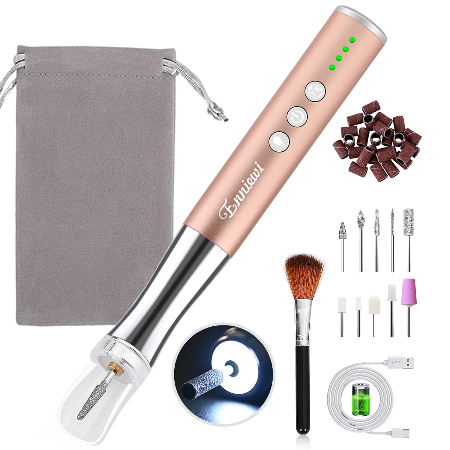 Thumbnail 6 de Enniewi Nagelfräser – Elektrische Nagelfeile für Maniküre & Pediküre, 35000 U/min, 30 W, Set mit 6 Fräsen