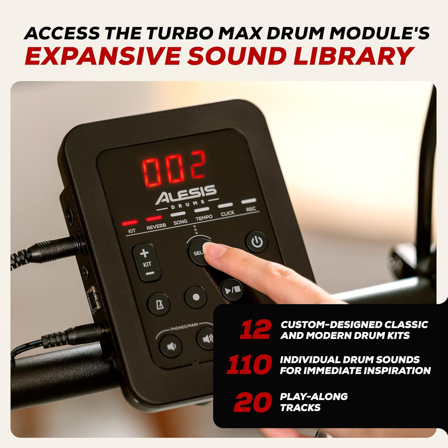 Thumbnail 6 de Alesis Turbo Max Electronic Drum Set with 8-Inch Mesh Pads, Bluetooth, Foldable Rack