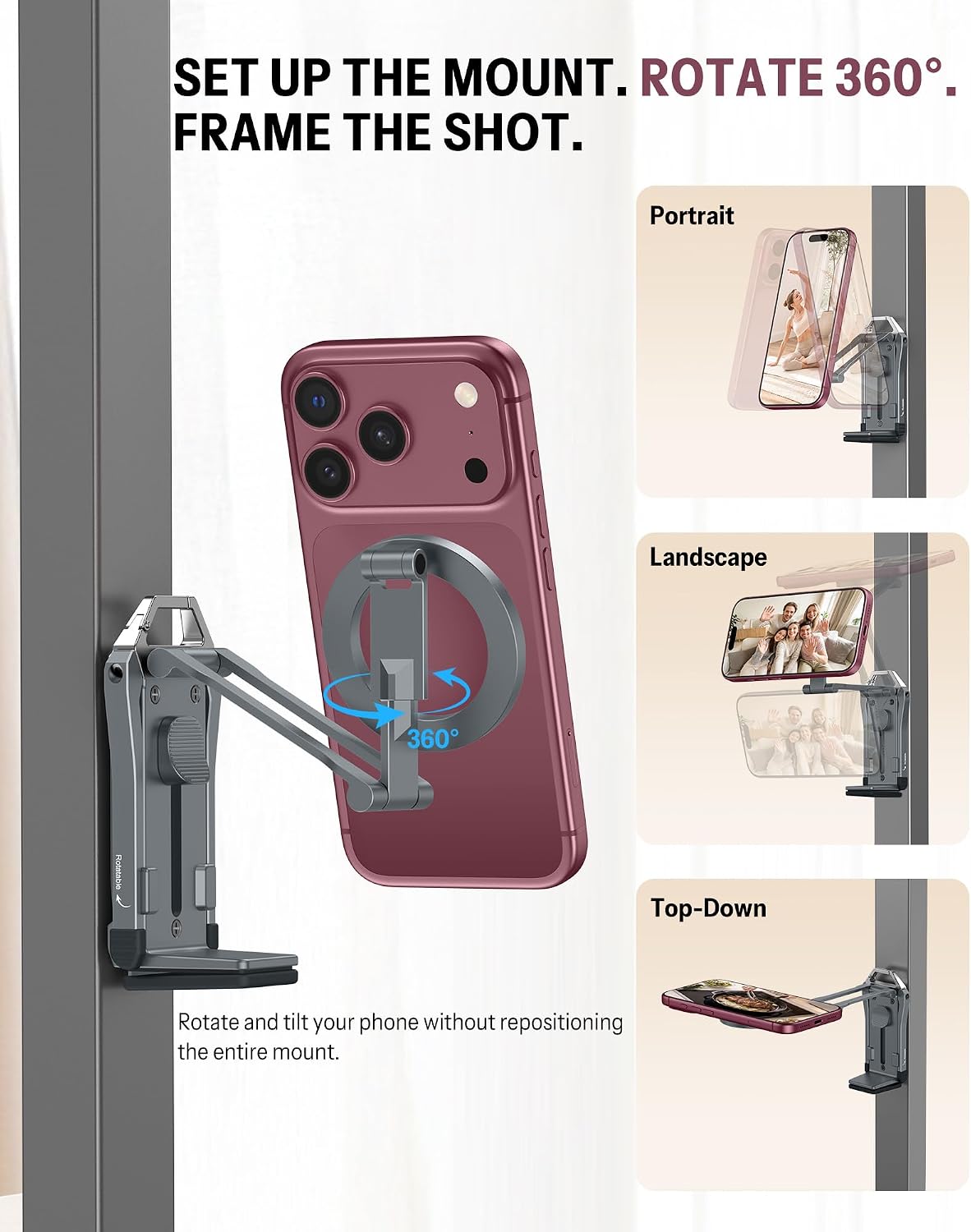 Detalle de OMOTON Magnetic Phone Tripod, Aluminum