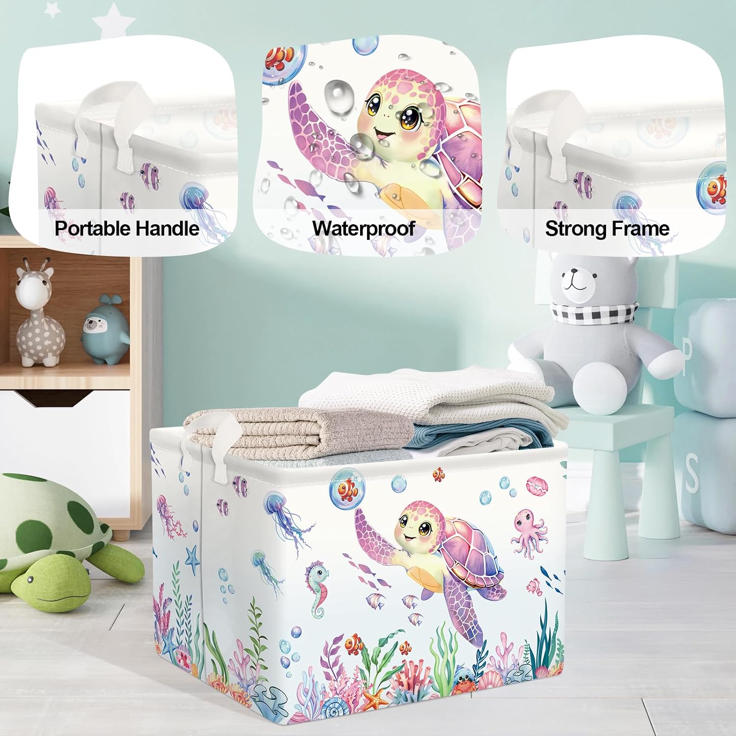 Thumbnail 3 de HUUMONSS Ocean Animals Laundry Hamper 36L