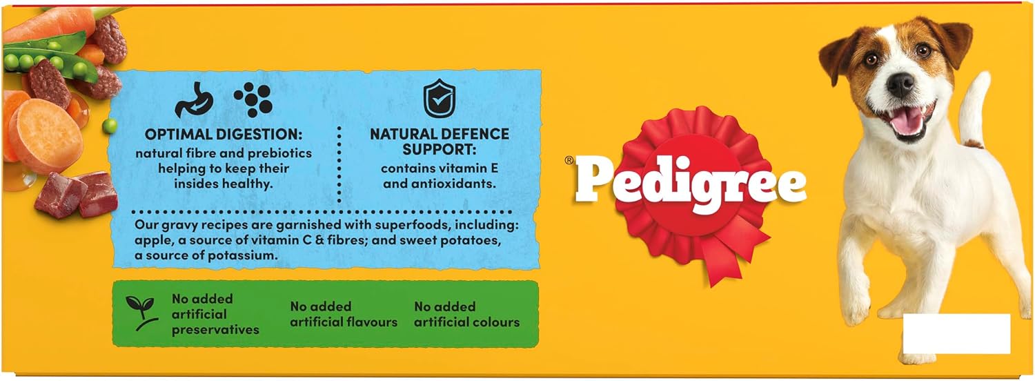 Detalle de Pedigree Adult Dog Wet Food Pouch Mixed Selection in Gravy (40 x 100g): A Practical Wet Meal for Everyday Dogs