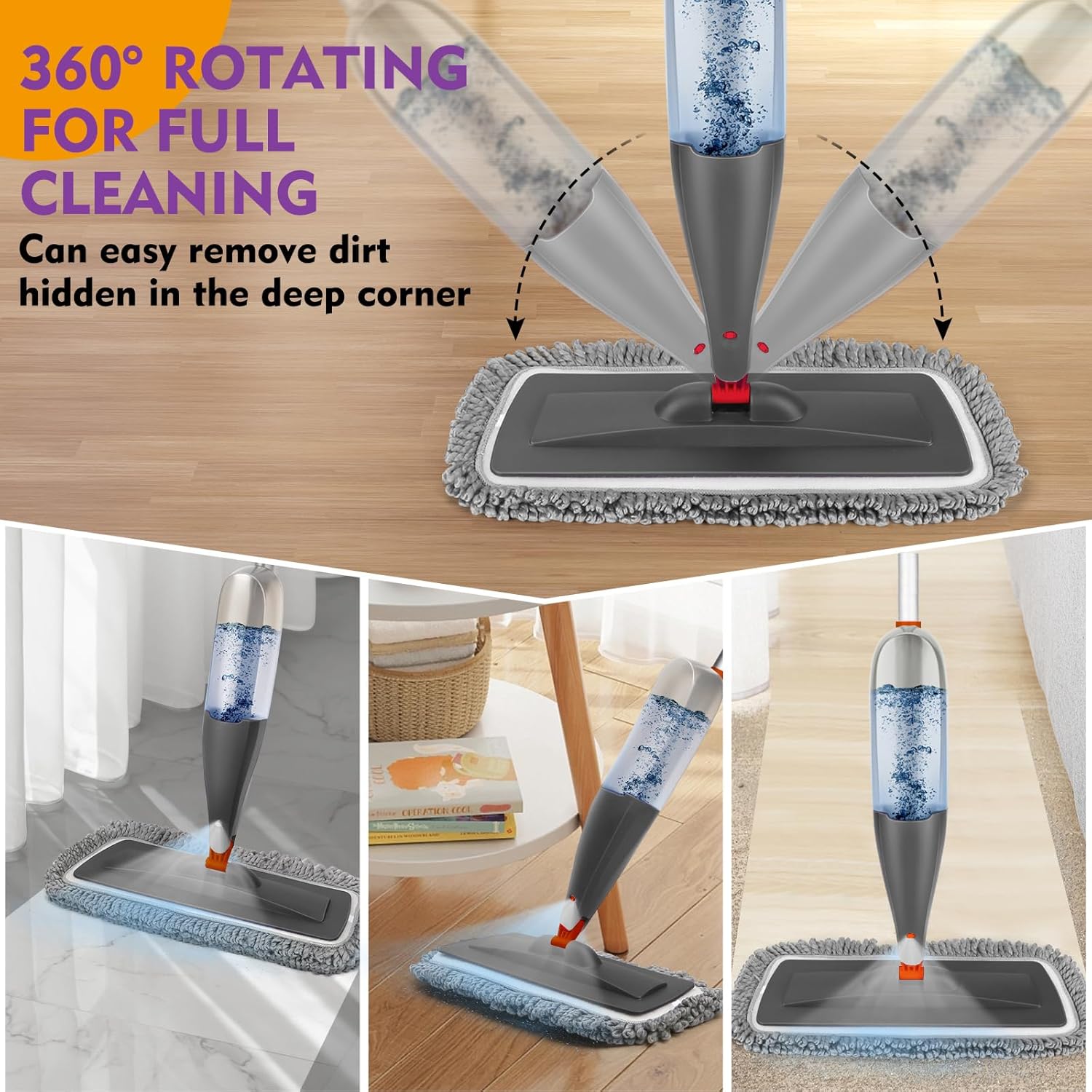 Thumbnail 3 de Spray Mop for Floor Cleaning with Washable Pads and 800 ml Refillable Bottle