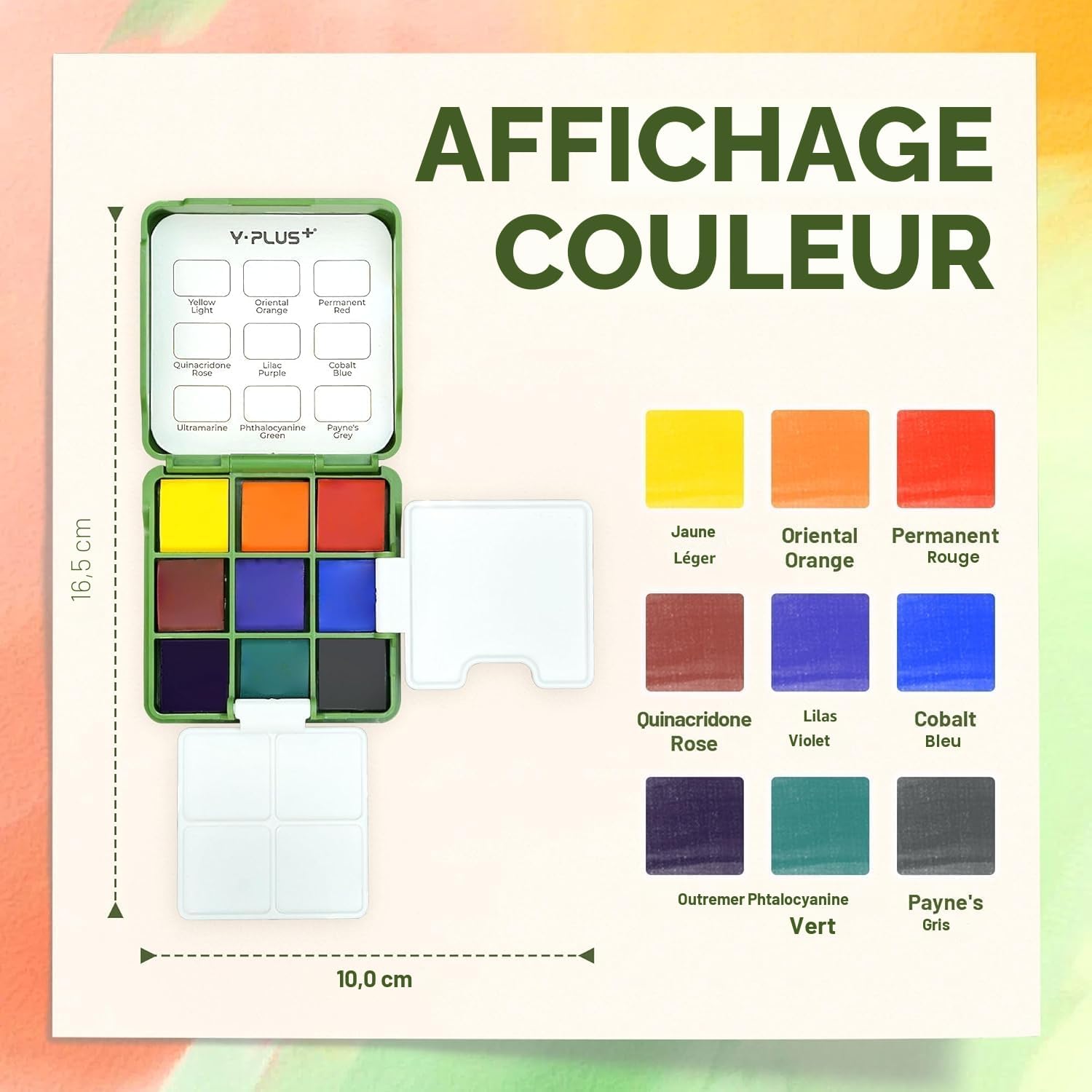 Detalle de YPLUS Kit de peintures aquarelles — boîte compacte de qualité superiore pour débutants et pros