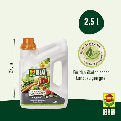 Detalle de COMPO BIO Obst- und Gemüsedünger – Bio Flüssigdünger mit Kalium, 2,5 Liter
