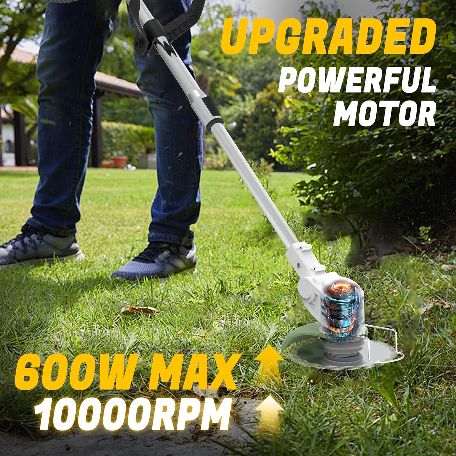 Thumbnail 1 de Metal Blade Cordless Strimmer 21V with 16 Blades (15cm cutting diameter) for light lawn, twigs & brush trimming