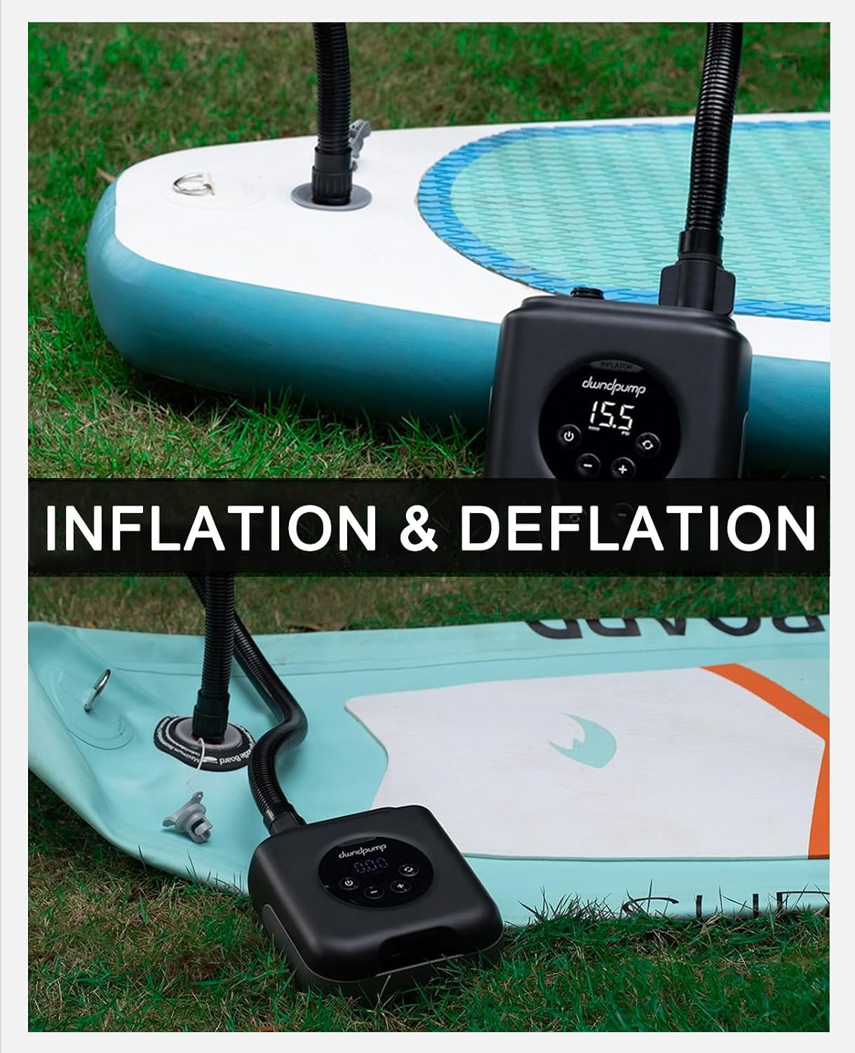 Detalle 2 de dwndpump Pompa Elettrica SUP 20 PSI: gonfiaggio rapido e portatile per SUP e altre attività